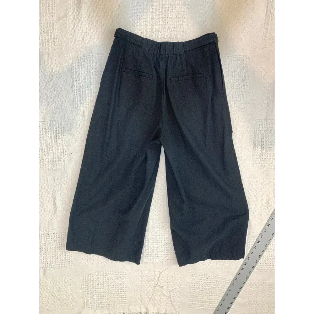 Greylin small Nana pleated linen cropped wide leg culottes P2 3401